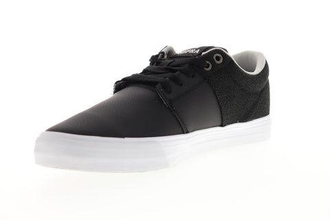 Supra Stacks Vulc II 08029-022-M Mens Black Nubuck Leather Skate Sneakers Shoes