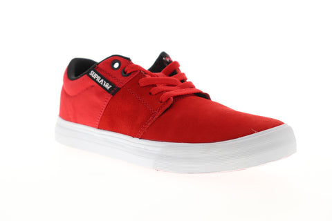 Supra Stacks Vulc II 08029-622-M Mens Red Suede Low Top Skate Sneakers Shoes