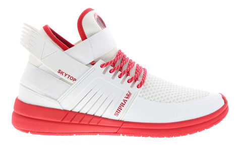 Supra Skytop V 08032-136-M Mens White Mesh Athletic Lace Up Skate Shoes