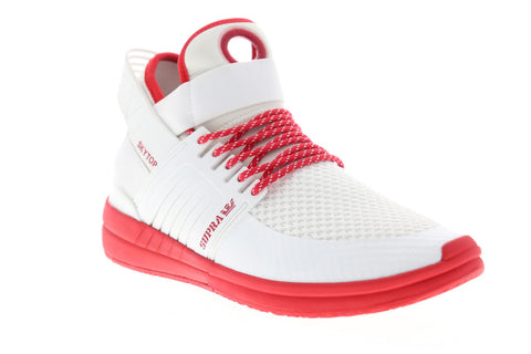 Supra Skytop V 08032-136-M Mens White Mesh Athletic Lace Up Skate Shoes