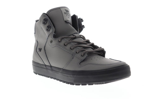 Supra Vaider Cold Weather Mens Gray Leather High Top Lace Up Sneakers Shoes