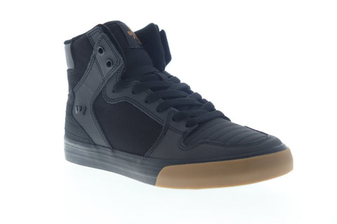 Supra Vaider Mens Black Canvas Synthetic Lace Up High Top Sneakers Shoes