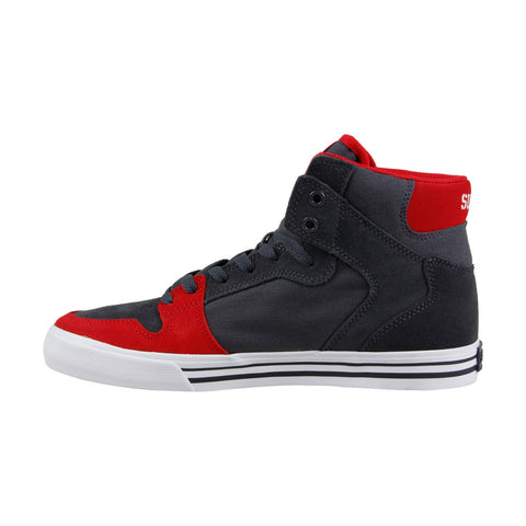 Supra Vaider 08044-058-M Mens Gray Suede Canvas Casual High Top Sneakers Shoes