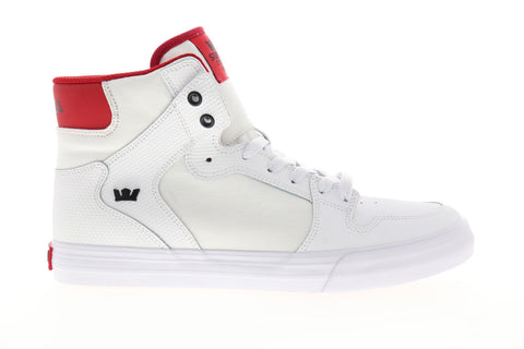Supra Vaider 08044-148-M Mens White Leather Lace Up High Top Sneakers Shoes