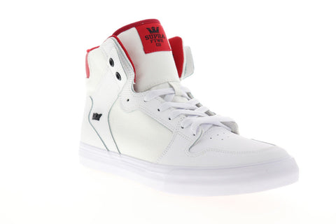 Supra Vaider 08044-148-M Mens White Leather Lace Up High Top Sneakers Shoes