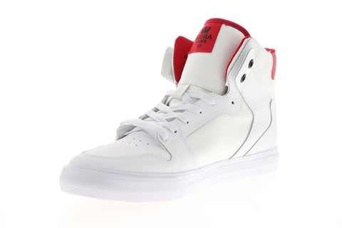 Supra Vaider 08044-148-M Mens White Leather Lace Up High Top Sneakers Shoes