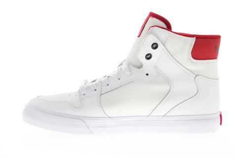 Supra Vaider 08044-148-M Mens White Leather Lace Up High Top Sneakers Shoes