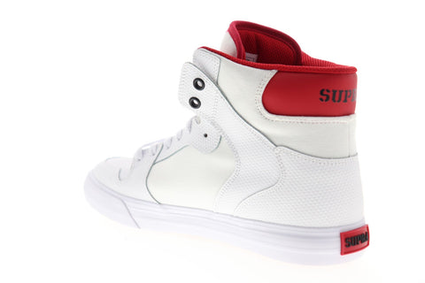 Supra Vaider 08044-148-M Mens White Leather Lace Up High Top Sneakers Shoes
