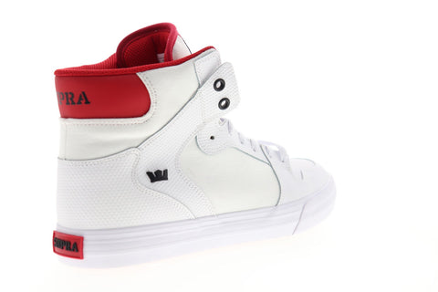 Supra Vaider 08044-148-M Mens White Leather Lace Up High Top Sneakers Shoes