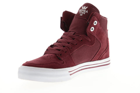 Supra Vaider 08044-211-M Mens Red Suede Lace Up High Top Sneakers Shoes