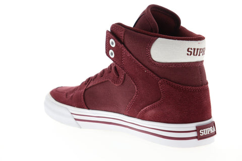 Supra Vaider 08044-211-M Mens Red Suede Lace Up High Top Sneakers Shoes