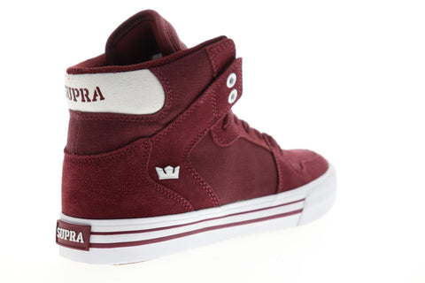 Supra Vaider 08044-211-M Mens Red Suede Lace Up High Top Sneakers Shoes