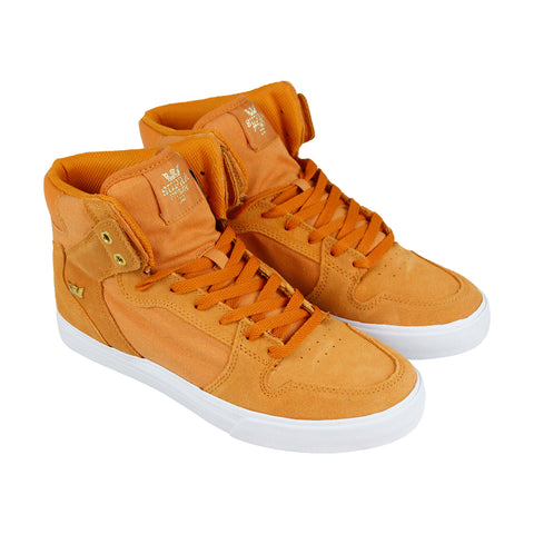 Supra Vaider 08044-283-M Mens Orange Suede Surf High Top Skate Sneakers Shoes