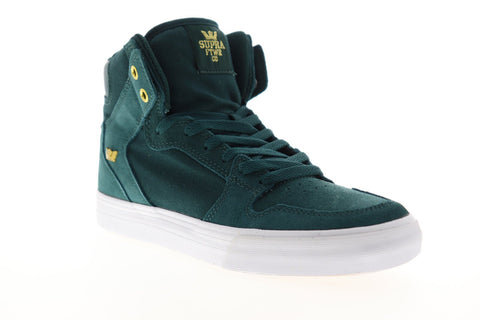 Supra Vaider 08044-306-M Mens Green Suede Lace Up High Top Sneakers Shoes