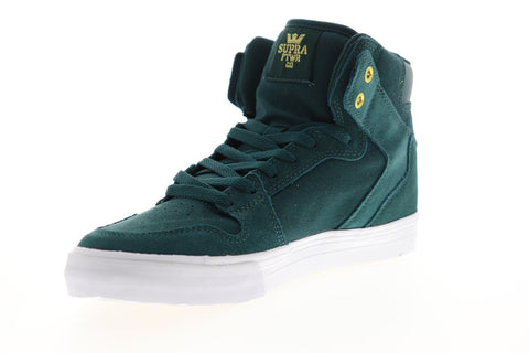 Supra Vaider 08044-306-M Mens Green Suede Lace Up High Top Sneakers Shoes