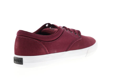 Supra Chino 08051-698-M Mens Red Suede Lace Up Low Top Sneakers Shoes