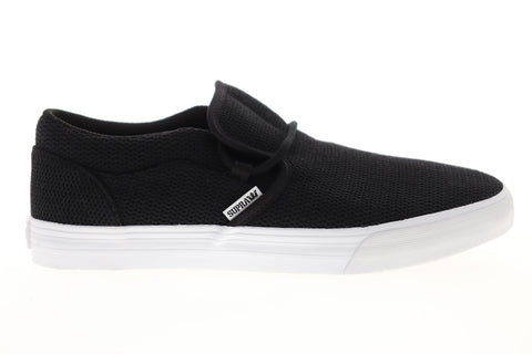 Supra Cuba 08105-003-M Mens Black Mesh Low Top Slip On Skate Sneakers Shoes