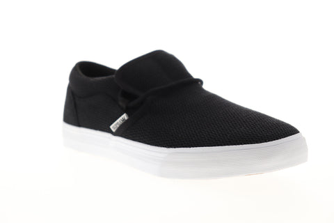 Supra Cuba 08105-003-M Mens Black Mesh Low Top Slip On Skate Sneakers Shoes