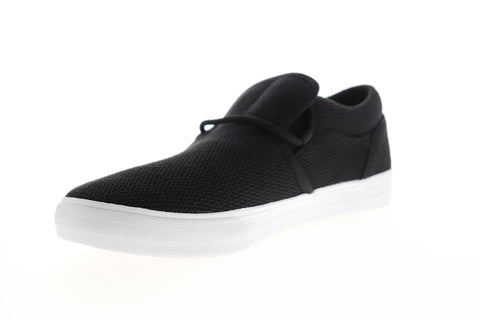 Supra Cuba 08105-003-M Mens Black Mesh Low Top Slip On Skate Sneakers Shoes