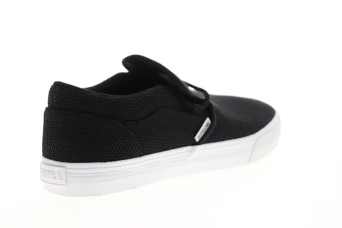Supra Cuba 08105-003-M Mens Black Mesh Low Top Slip On Skate Sneakers Shoes