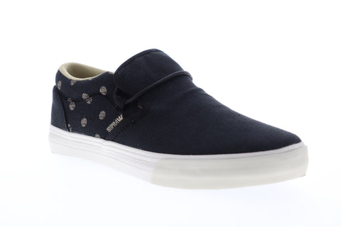 Supra Cuba 08105-025-M Mens Black Canvas Slip On Skate Sneakers Shoes