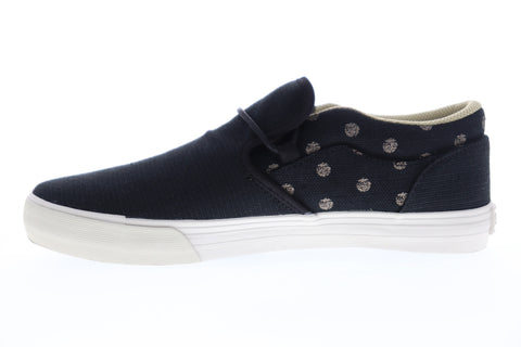 Supra Cuba 08105-025-M Mens Black Canvas Slip On Skate Sneakers Shoes