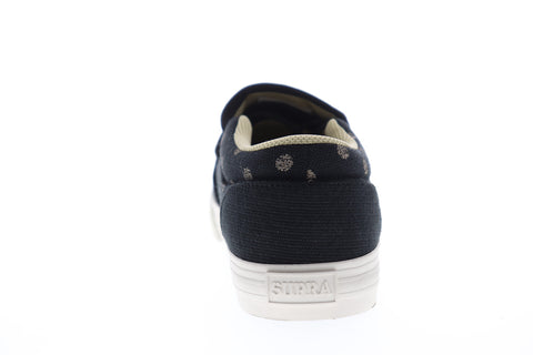 Supra Cuba 08105-025-M Mens Black Canvas Slip On Skate Sneakers Shoes