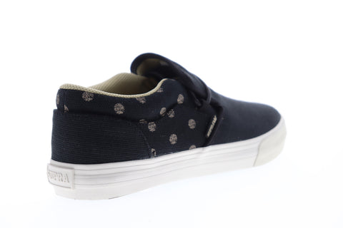 Supra Cuba 08105-025-M Mens Black Canvas Slip On Skate Sneakers Shoes