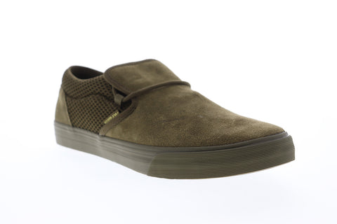 Supra Cuba 08106-309-M Mens Green Suede Slip On Skate Sneakers Shoes