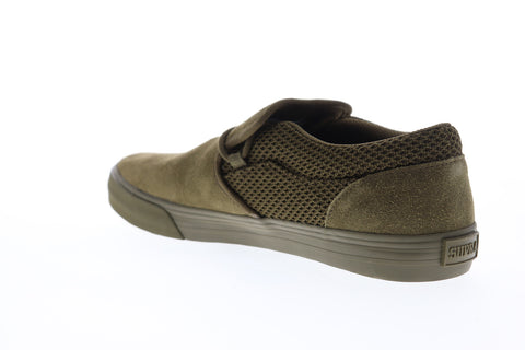 Supra Cuba 08106-309-M Mens Green Suede Slip On Skate Sneakers Shoes