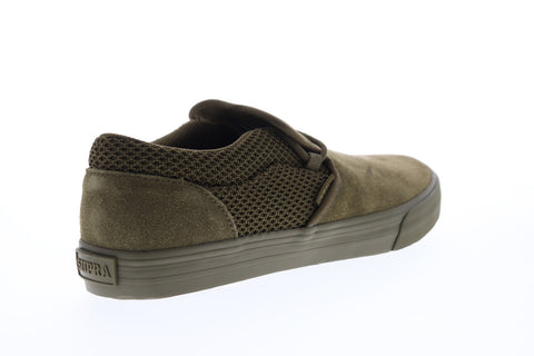 Supra Cuba 08106-309-M Mens Green Suede Slip On Skate Sneakers Shoes