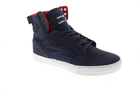 Supra Skytop Mens Blue Textile High Top Lace Up Sneakers Shoes