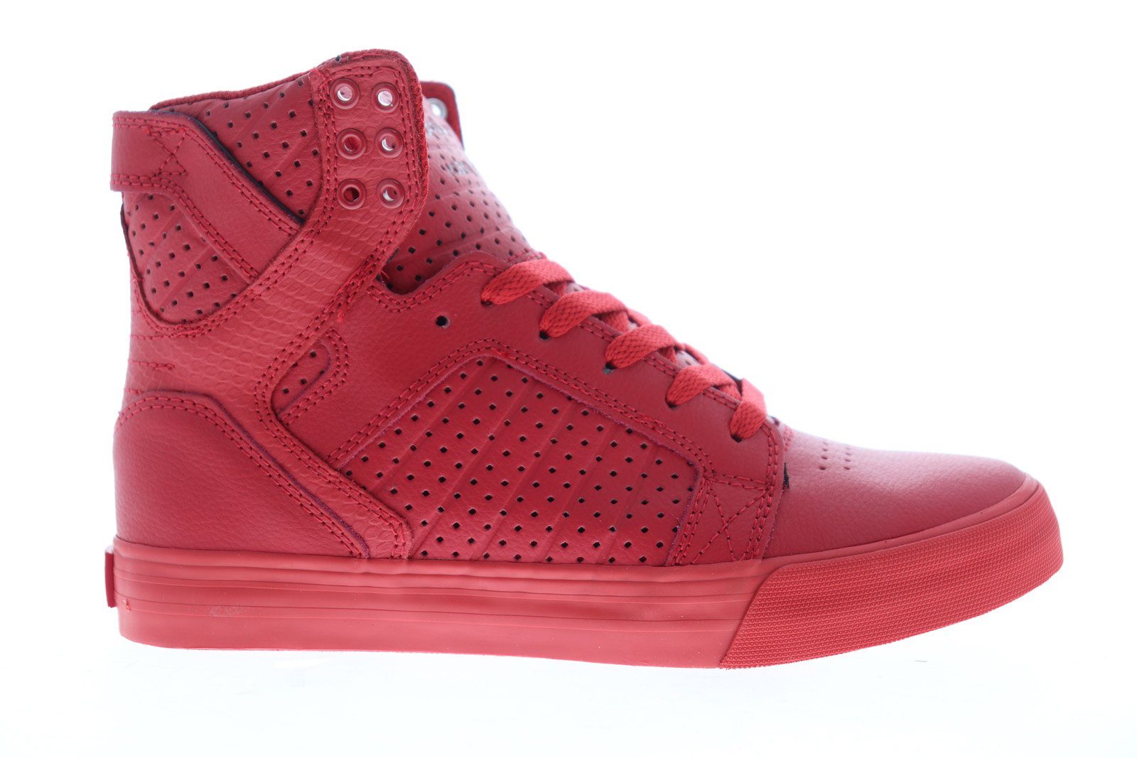 Supra Skytop 08174-666-M Mens Red High Top Lace Up Skate Sneakers