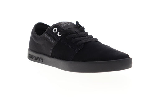 Supra Stacks II 08183-008-M Mens Black Suede Lace Up Low Top Sneakers Shoes
