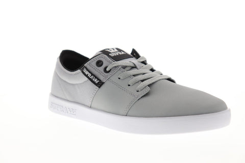 Supra Stacks II Mens Gray Canvas Athletic Lace Up Skate Shoes