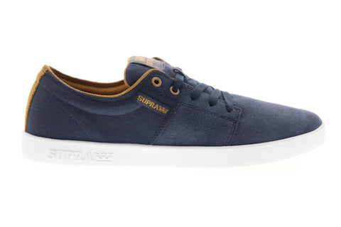 Supra Stacks II 08183-455-M Mens Blue Suede Low Top Lace Up Skate Sneakers Shoes