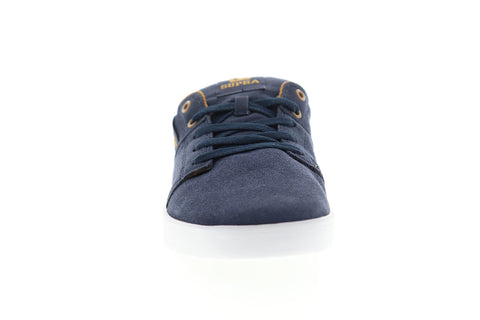 Supra Stacks II 08183-455-M Mens Blue Suede Low Top Lace Up Skate Sneakers Shoes