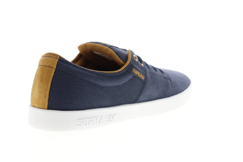 Supra Stacks II 08183-455-M Mens Blue Suede Low Top Lace Up Skate Sneakers Shoes