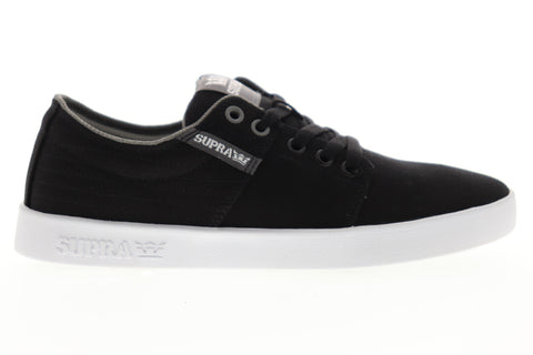 Supra Stacks II 08184-044-M Mens Black Canvas Low Top Skate Sneakers Shoes