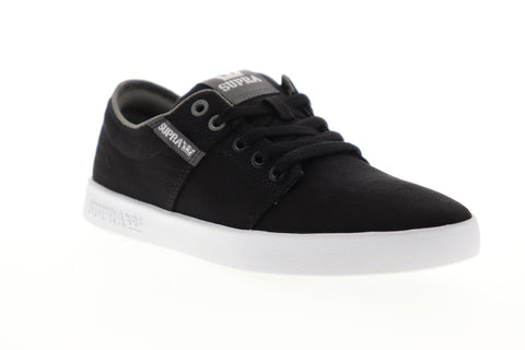 Supra Stacks II 08184-044-M Mens Black Canvas Low Top Skate Sneakers Shoes