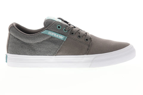 Supra Stacks II Vulc 08194-063-M Mens Gray Canvas Low Top Skate Sneakers Shoes