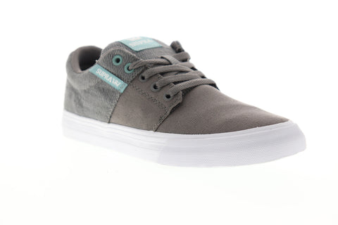 Supra Stacks II Vulc 08194-063-M Mens Gray Canvas Low Top Skate Sneakers Shoes