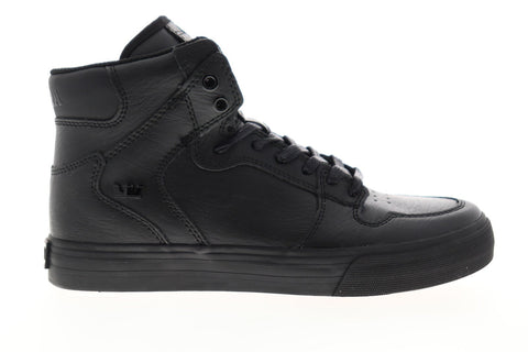 Supra Vaider 08201-081-M Mens Black Leather Lace Up Low Top Sneakers Shoes