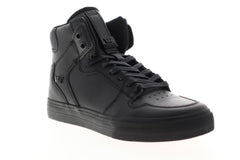 Supra Vaider 08201-081-M Mens Black Leather Mid Top Lace Up Skate