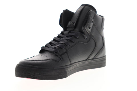Supra Vaider 08201-081-M Mens Black Leather Lace Up Low Top Sneakers Shoes