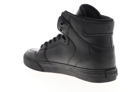 Supra Vaider 08201-081-M Mens Black Leather Lace Up Low Top Sneakers Shoes