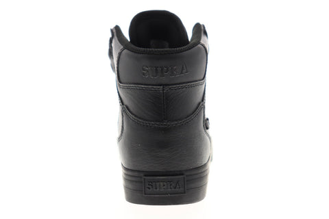 Supra Vaider 08201-081-M Mens Black Leather Lace Up Low Top Sneakers Shoes