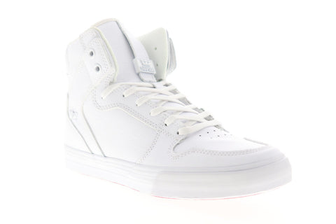 Supra Vaider 08201-149-M Mens White Leather Lace Up High Top Sneakers Shoes