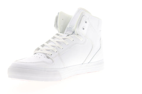 Supra Vaider 08201-149-M Mens White Leather Lace Up High Top Sneakers Shoes