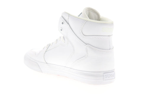 Supra Vaider 08201-149-M Mens White Leather Lace Up High Top Sneakers Shoes